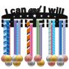 CREATCABIN Medal Holder Sports Medal Hanger Display Wooden Rack Wall Mounted Hook Frame 30+ Race Competition Medal Winner Runner Gymnastic Gift for Friend Men Women Birthday Christmas 15.7x5.9inch view 1