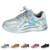Generic Women's Glitter Shoes Fashion Shiny Sequin Sneakers Tennis Sparkly Shoes Rhinestone Bling Shoes with Lace up Leather Casual Walking Shoes, 7, Clear view 3