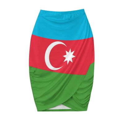 Flag of Azerbaijan Women's Cheerleader Sports Skirt Light A-Line Pants Skirt with Shorts Shorts,with Pocket M