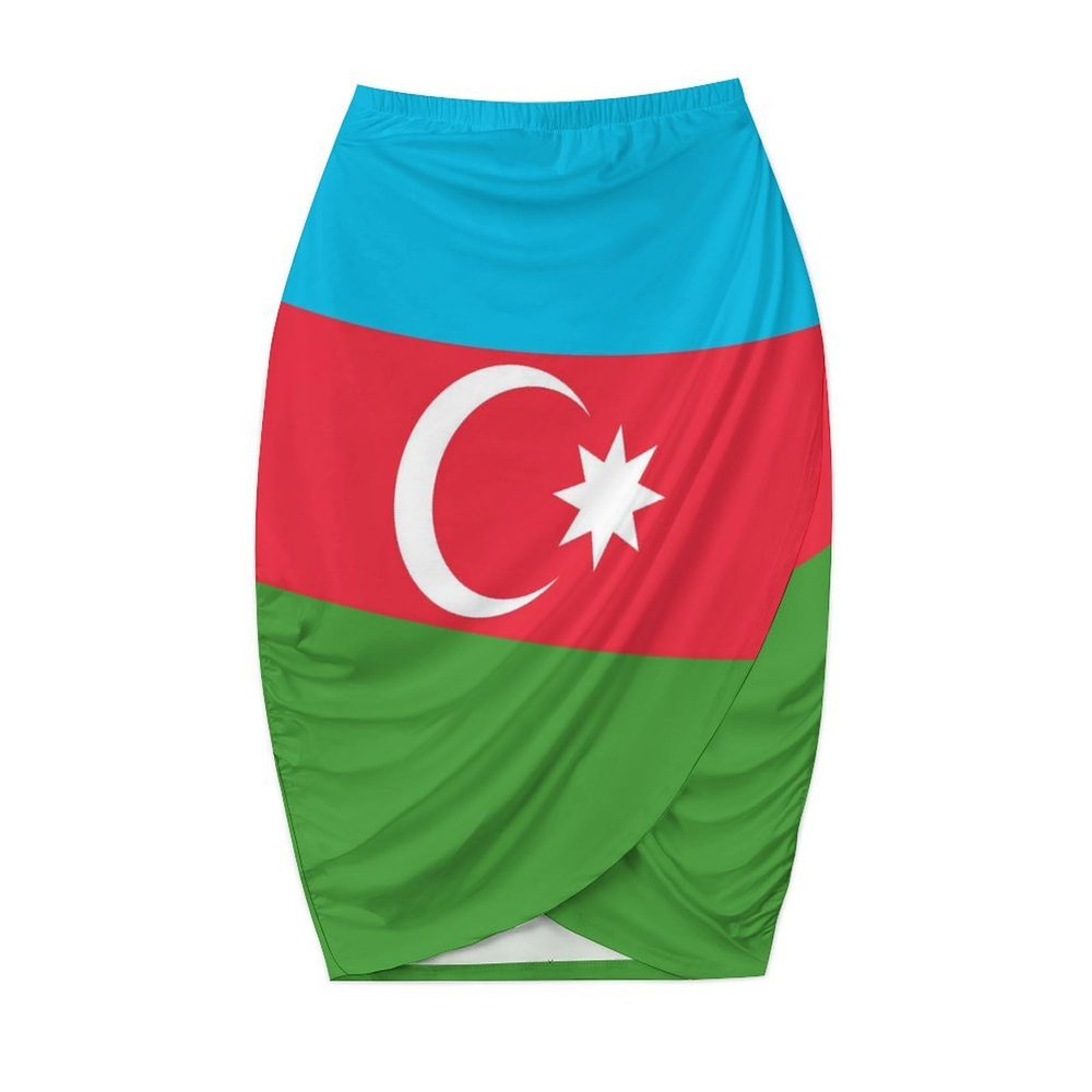 Flag of Azerbaijan Women's Cheerleader Sports Skirt Light A-Line Pants Skirt with Shorts Shorts,with Pocket M