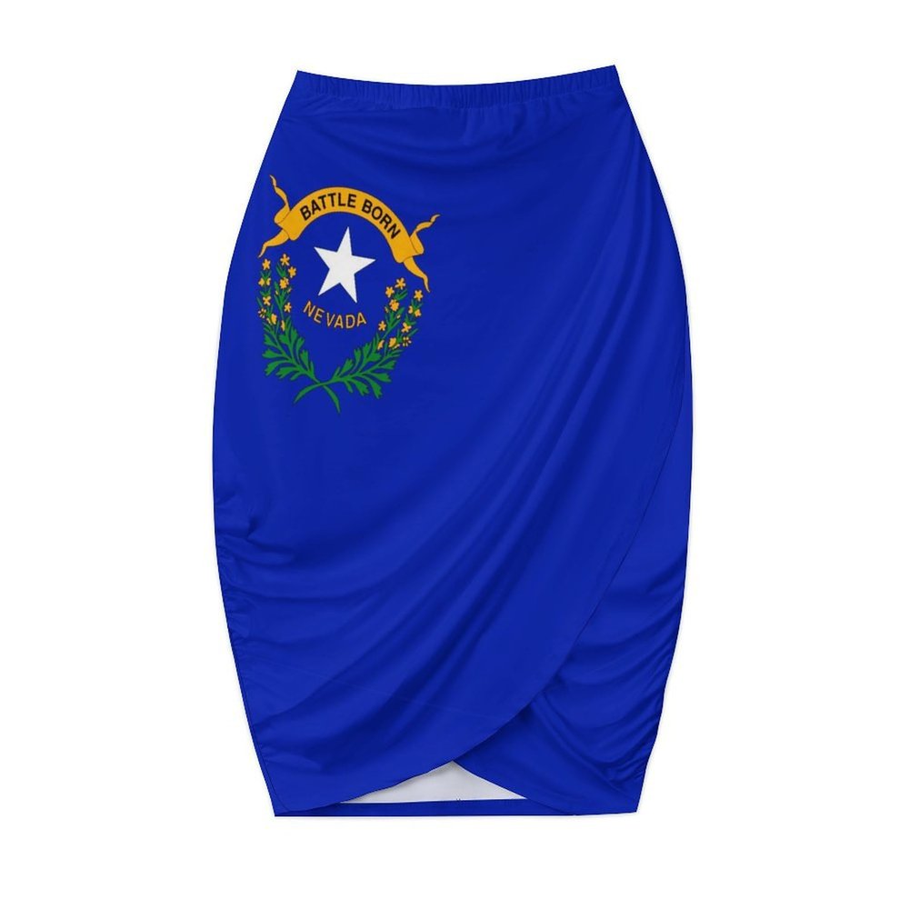 Flag of Nevada Women's Cheerleader Sports Skirt Light A-Line Pants Skirt with Shorts Shorts,with Pocket L