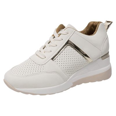 Generic Women's Fashion Wedge Sneakers,Arch Support High Heel Tennis Shoes Breathable Comfortable Sneakers for Women 2024 Casual Sneakers, Lightweight Orthotic Slip On Walking Shoes  Beige, 7