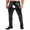 Agoky Men's Latex Leggings Shiny PVC Leather Tights Pants Elastic Waistband Stretchy Trousers Black Large view 4