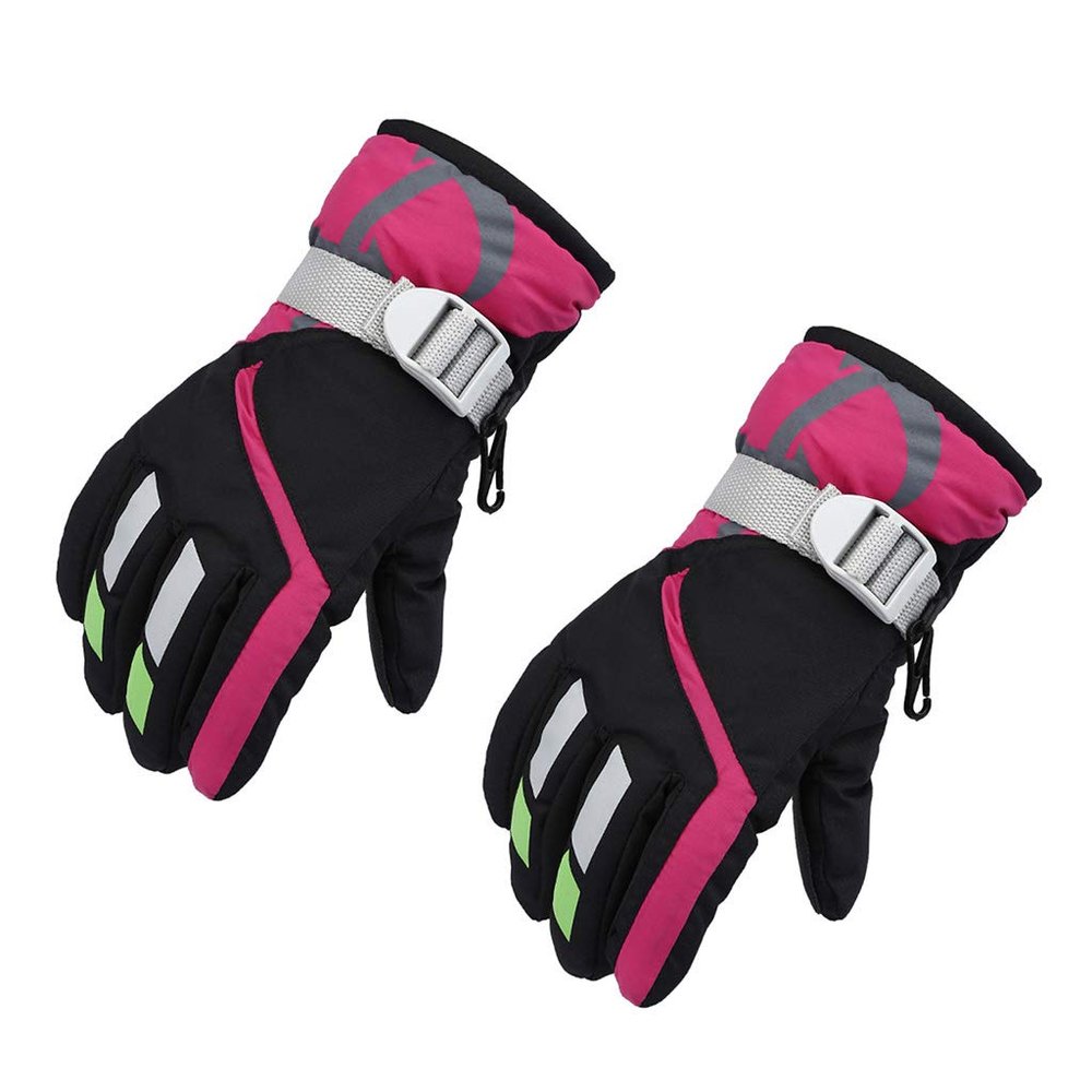 GRABLOOM Children Boys Girls Waterproof Winter Snow Ski Gloves Thicken Lining Warm Outdoo Wrist Warmer