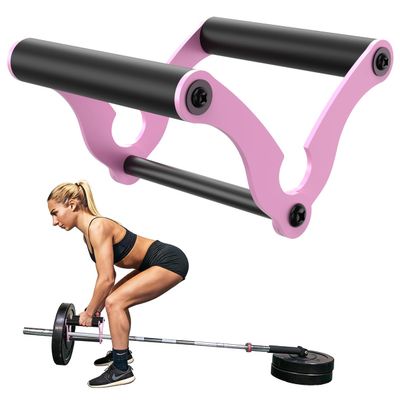 AimiDream V Bar Landmine Handle Attachment for Barbell Bar, Solid Multi-Grip Landmine Handle Attachment with Non-Slip Rubber Handle, Fits Olympic Bars Strength Training Bars,Pink