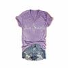 MOGUI Just Breathe T Shirts for Women V Neck Just Breathe Tshirt Lotus Flower Shirt Short Sleeve Inspirational Gift, 4X-Large, Purple view 1