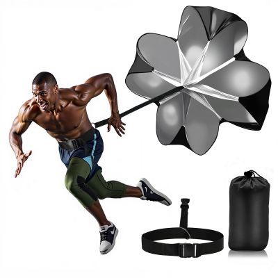 Nusogon Running Speed Training, 56 inch Speed Drills Resistance Parachute Running Sprint Chute Soccer Football Sport Speed TrainingBlack