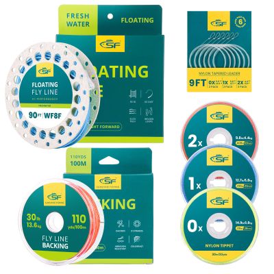 SF Fly Fishing Floating Line Starter Kit Sky Blue 90FT WF8F with Welded Loop, Backing, Tapered Leader, and Tippet Replacement for Freshwater.