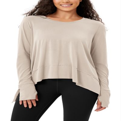 ODODOS Women's Modal Soft Long Sleeve Tee with Thumb Hole Athletic Gym Workout Tops Yoga Shirts, Abalone, X-Small