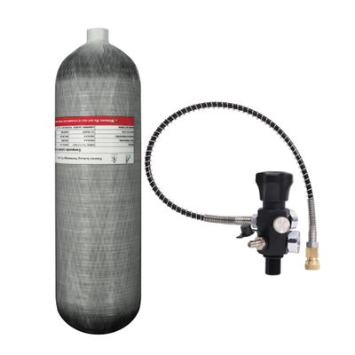 TUXING 4.7L 4500psi Carbon Fiber Air TankEmpty Bottle Paintball Filling Station with Two Pressure Gauges Up to with 24 Inch High Pressure Hose M18*1.5