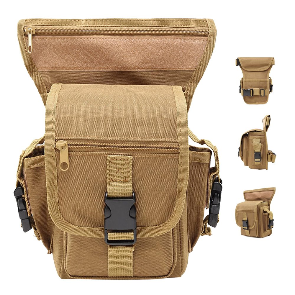 XJKLBYQ Drop Leg Bag Waist Bag Thigh Bag Fanny Pack for Men Women Motorcycle Racing Bike Cycling Hiking Horse Riding Khaki, leg bag, STANDARD