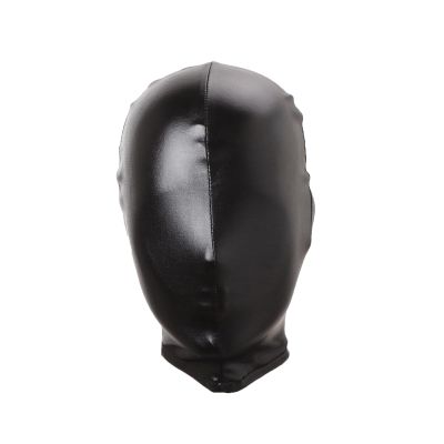 FEESHOW Unisex Wetlook Open Eyes Open Mouth Latex Hood Mask Head Cover Halloween Cosplay Headgear Clubwear Black 20 One Size