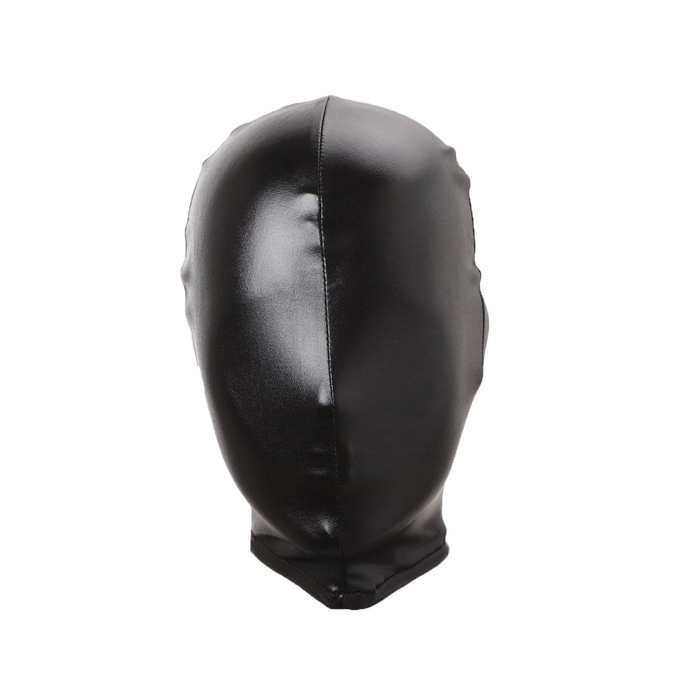 FEESHOW Unisex Wetlook Open Eyes Open Mouth Latex Hood Mask Head Cover Halloween Cosplay Headgear Clubwear Black 20 One Size