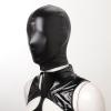 FEESHOW Unisex Wetlook Open Eyes Open Mouth Latex Hood Mask Head Cover Halloween Cosplay Headgear Clubwear Black 20 One Size view 2