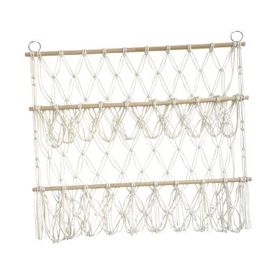 ADSFASF Stuffed Animals Storage Hand Woven Hammock Soft Mesh Macrame Plush Toy Holder Hanging Organizer for Kids Bedroom Home Decor, Black/166 (Color : Beige)