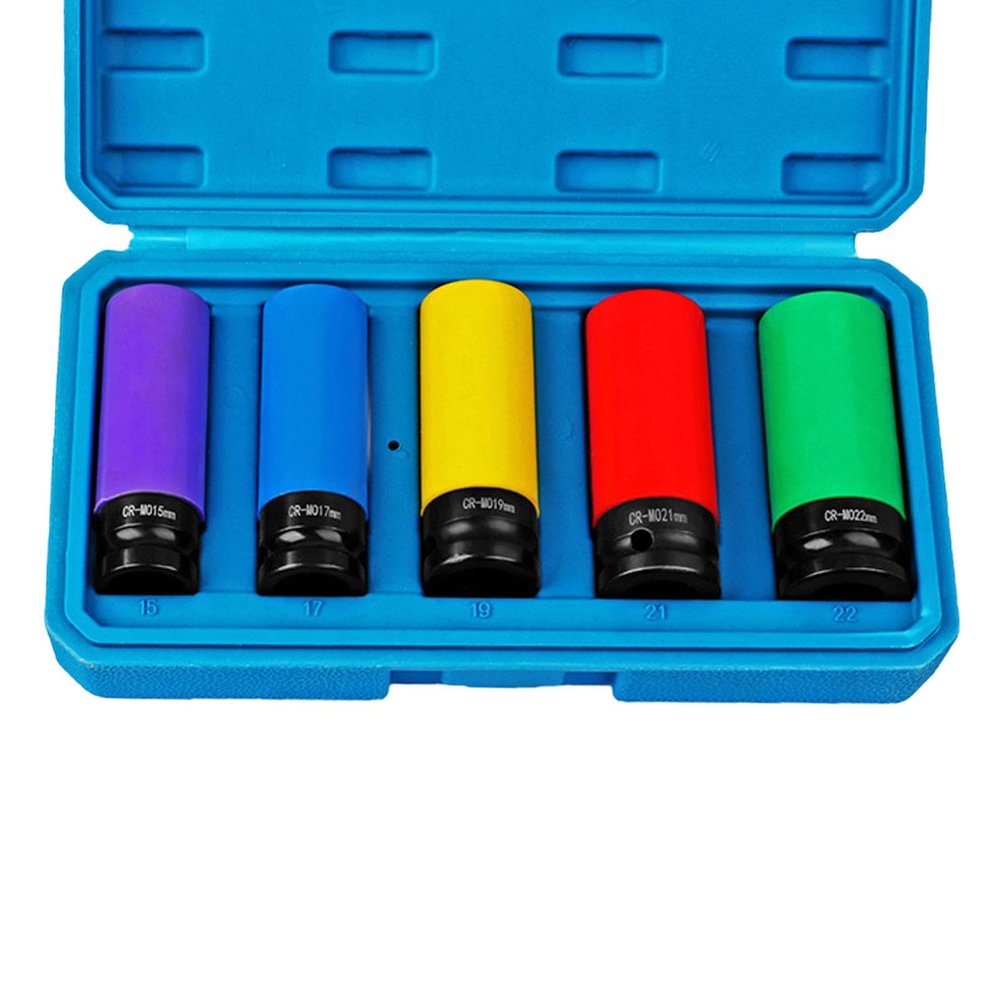 ADSFASF Wheel Socket Set,Socket, Wrench Set with Storage Case, Drive Angle 1/2" Protective Wheel Impact Socket Set for Husband, Men, 4 Piece kit/116 (Color : 5 Piece Kit)