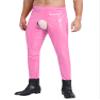 Eandarui Mens Patent Leather Leggings Shiny Metallic Hollow Out Long Pants High Waist Trousers Rave Outfits Pink 3X-Large view 2