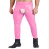 Eandarui Mens Patent Leather Leggings Shiny Metallic Hollow Out Long Pants High Waist Trousers Rave Outfits Pink 3X-Large view 3