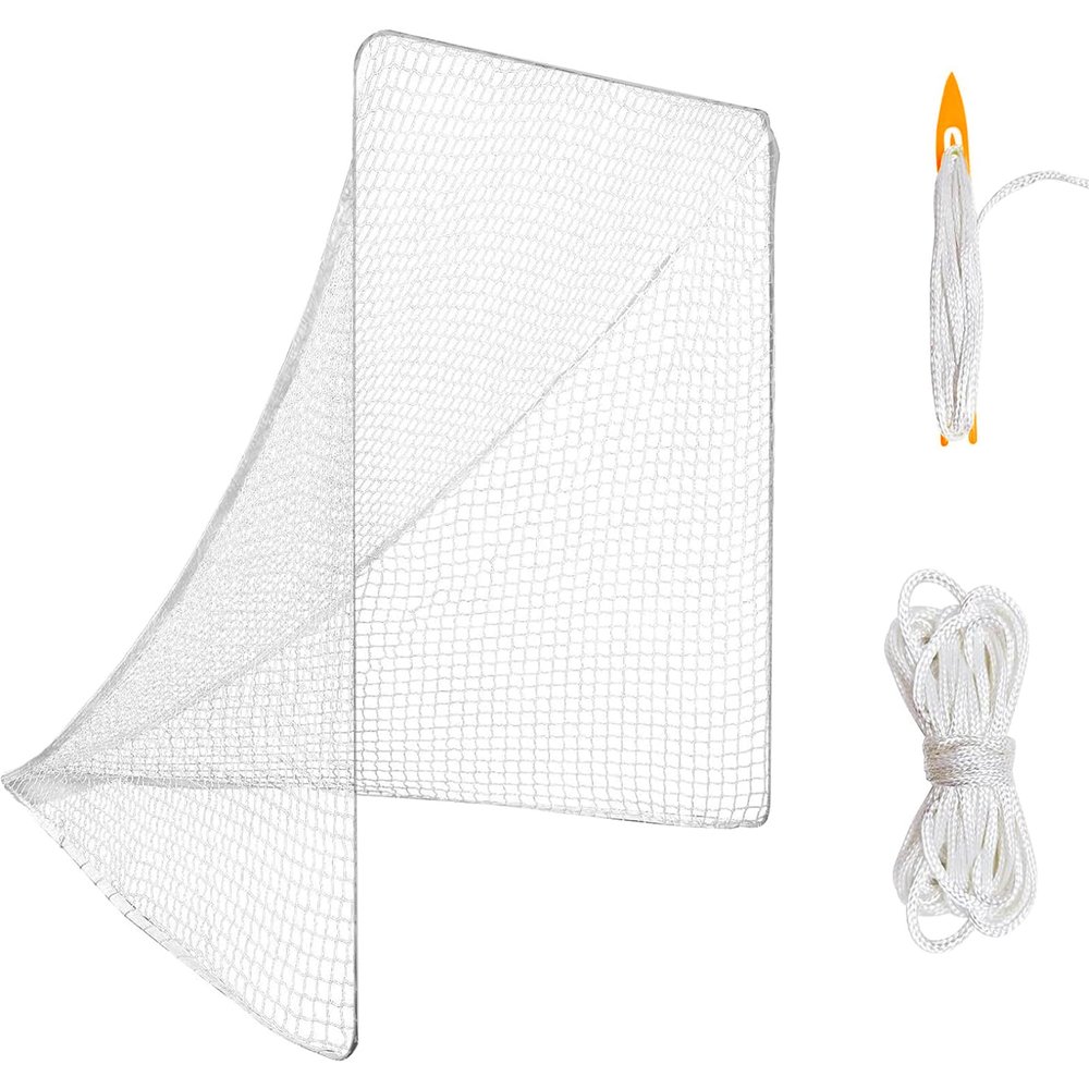 Amazgolf 6x6x7 5mmLacrosse Net Replacement with 1x Random Color Install Aid2X49'Lacing Ropes of Lacrosse Goal Net Lacrosse Net for Lacrosse Training, Competition of Backyard, Playground or Garage