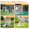 Amazgolf 6x6x7 5mmLacrosse Net Replacement with 1x Random Color Install Aid2X49'Lacing Ropes of Lacrosse Goal Net Lacrosse Net for Lacrosse Training, Competition of Backyard, Playground or Garage view 4