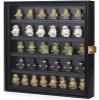 Minifigure Display Case 11X14 Inch with Lock,Figures Building Block Toy Wooden Shadow BoxMiniature Collectibles Display Cabinet Wall Mount or Tabletop for Storage Mini Figure Black view 1