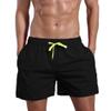 JEsilunmaMY Men's Summer Basic Cotton Beach Shorts Elastic Waist Casual Swim Trunks Solid Color Swim Shorts with Mesh Lining (Black,Medium) view 2