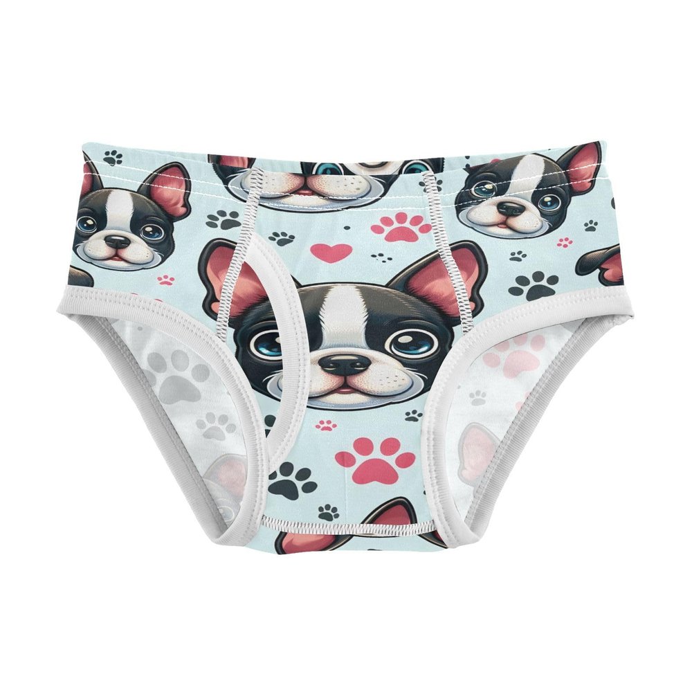 ALAZA Bulldog Paw Print Blue Boys' Briefs Soft Underwear Available in Sizes 8y