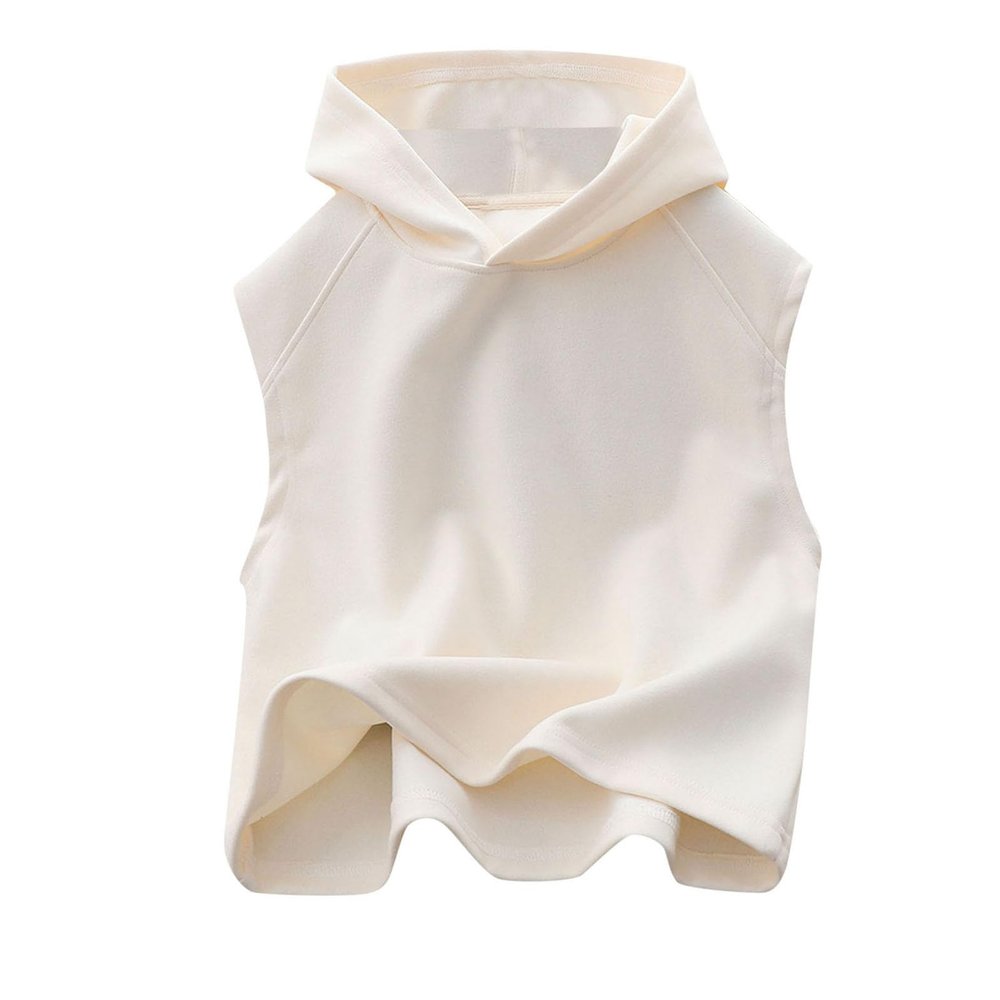 Kids Tank Tops Undershirts Hoodie Sleeveless Shirts for Boys Girls Summer Tee Undershirt for Toddler Girls (White, 5-6 Years)