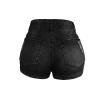 MSBFJIFSX Women's High Waist Double Button Splice Denim Shorts Commuter Broken Holes Three Quarter Pants Female Casual(Black,X-Large) view 2