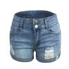 MSBFJIFSX Women's High Waist Double Button Splice Denim Shorts Commuter Broken Holes Three Quarter Pants Female Casual(Black,X-Large) view 4