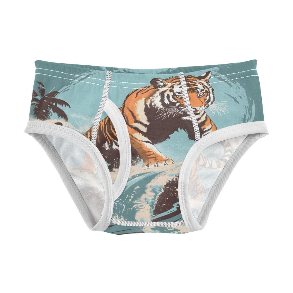 ALAZA Tiger Surfing Ocean Boys' Briefs Soft Underwear Available in Sizes 4t Multicolor