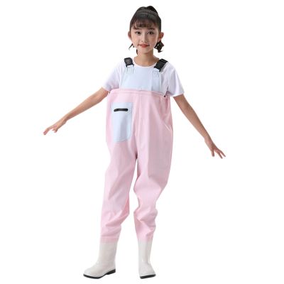 NineFit Basics Kids Chest Waders Youth Fishing Waders with Rain Boots Children Wader Water proof Waders for Boys Girls (Pink, 12-13 Years)