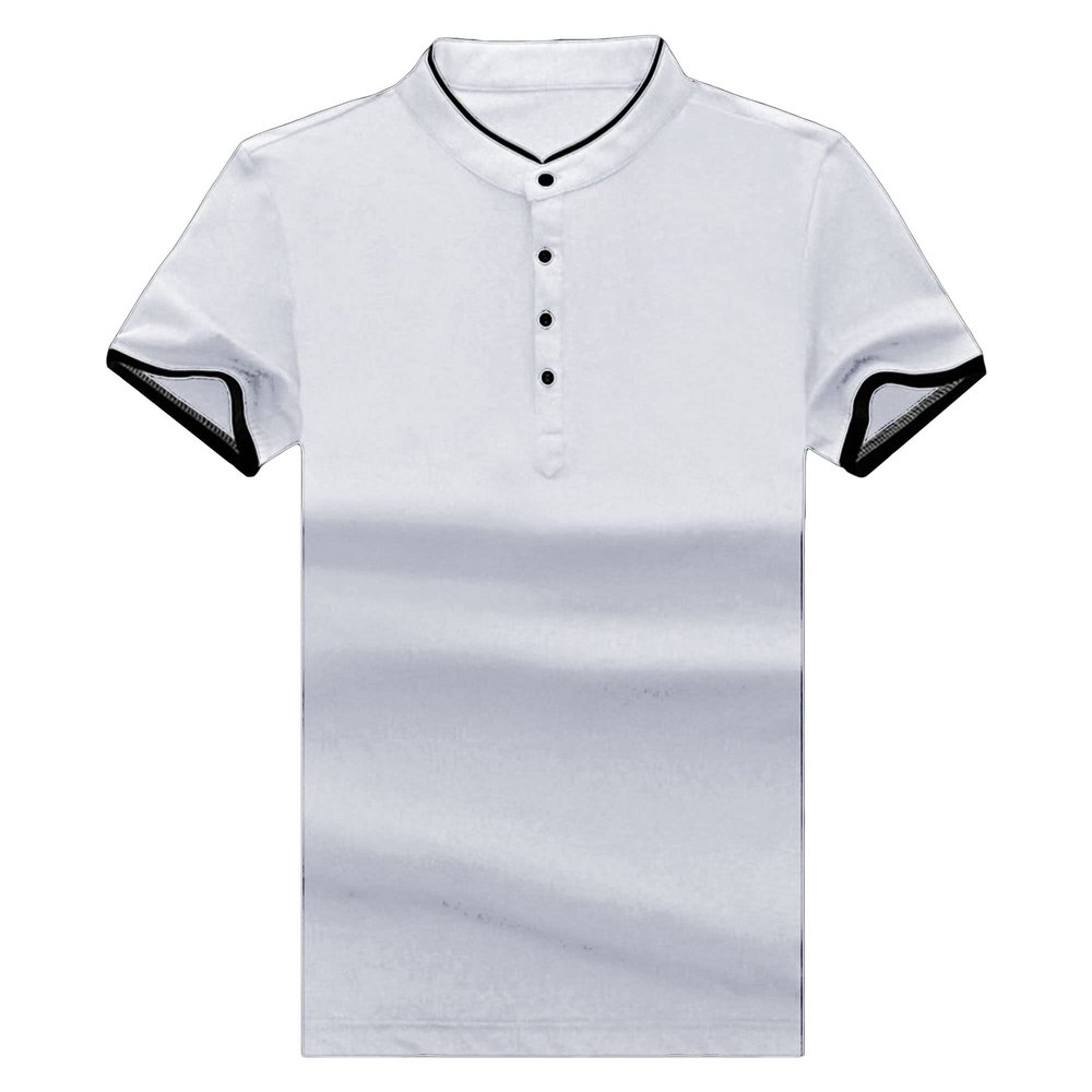 Generic Men's Henley Shirts Short Sleeve Classic Solid Button Down Cotton T Shirts Fashion Casual Stretch Basic Tees Shirts (Large,Grey)