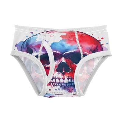 ALAZA Sugar Skull Watercolor White Boys' Briefs Soft Underwear Available in Sizes 8y