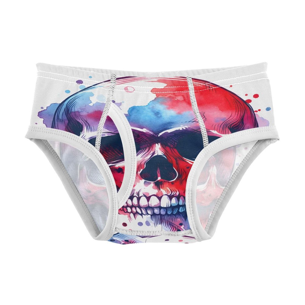 ALAZA Sugar Skull Watercolor White Boys' Briefs Soft Underwear Available in Sizes 8y