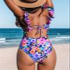 CUPSHE Women's Ruffled One Piece Swimsuit V Neck Lace Up, L view 2