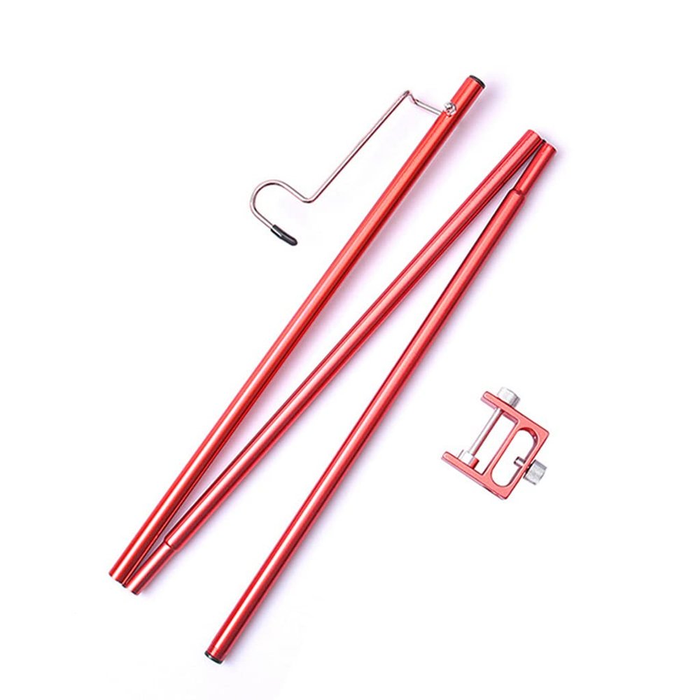 GRABLOOM Portable Camping Lamp Lightweight Aluminum Alloy Stand Outdoor Lamp Post Hanging Light Hanging Poles for Outdoor Camping Lights Aluminium Alloy Hanging Poles, Red-Single hook