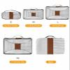4 Set Packing Cubes - Boho Farmhouse Strape Texture White Packing Cubes for Carry on Suitcase Lightweight Travel Essential Bag for Clothes Shoes Cosmetics Toiletry view 2