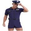 Hedmy Men's Sexy Short Sleeve Letter Print Rompers Jumpsuit Police Cosplay Sexy Costume Cop Outfits Navy Blue Medium view 2