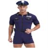 Hedmy Men's Sexy Short Sleeve Letter Print Rompers Jumpsuit Police Cosplay Sexy Costume Cop Outfits Navy Blue Medium view 3