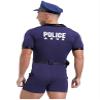 Hedmy Men's Sexy Short Sleeve Letter Print Rompers Jumpsuit Police Cosplay Sexy Costume Cop Outfits Navy Blue Medium view 4