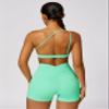 ABOCIW Workout Sets for Women 2 Piece One Shoulder Sports Bra Crossover High Waist Biker Shorts Yoga Gym Sets Apple Green Small view 2