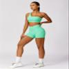 ABOCIW Workout Sets for Women 2 Piece One Shoulder Sports Bra Crossover High Waist Biker Shorts Yoga Gym Sets Apple Green Small view 3