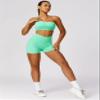 ABOCIW Workout Sets for Women 2 Piece One Shoulder Sports Bra Crossover High Waist Biker Shorts Yoga Gym Sets Apple Green Small view 4