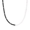 COAI Heishi Women's Black Stone Necklace, Pearl Strand Necklace for Women view 1