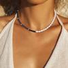 COAI Heishi Women's Black Stone Necklace, Pearl Strand Necklace for Women view 2