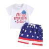 4th of July Baby Boy Outfit Infant USA Embroidered Shirt + American Flag Shorts Set Toddler Independence Day Clothes (All American Cutie Blue, 12-18 Months) view 1