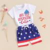 4th of July Baby Boy Outfit Infant USA Embroidered Shirt + American Flag Shorts Set Toddler Independence Day Clothes (All American Cutie Blue, 12-18 Months) view 3