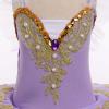 AFAVOM Ballerina Swan Lake Costume for Girls Camisole Skirted Leotard Ballet Dance Outfit with Hair Clip Armbands Sparkle Embroidery Hard Platter Tutu Performance Dancewear Dress Purple 7-8 Years view 2