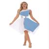 Aislor Women's Asymmetrical Liturgical Praise Dance Dress Tunic Sleeveless Color Block Lyrical Dance Costume Light Blue X-Large